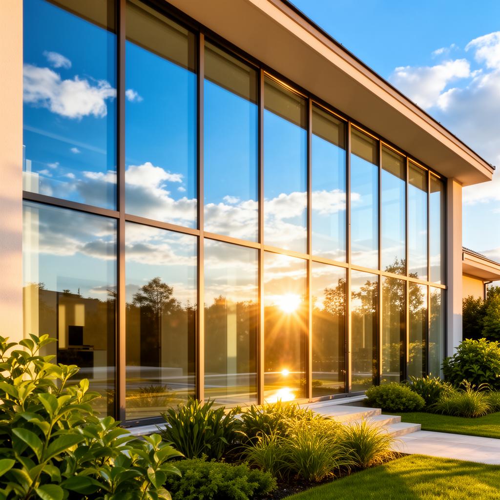 Sparkling clean windows on a modern home